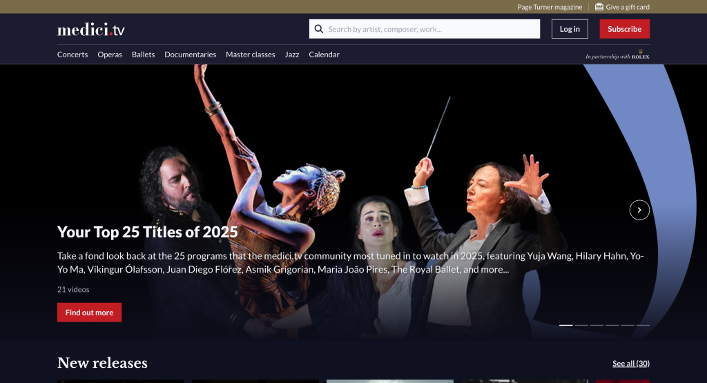 medici.tvはクラシックに特化した配信サービス。独占配信多数。