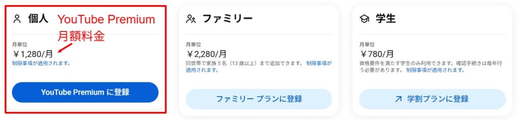 YouTube Premiumの月額料金と無料トライアル案内