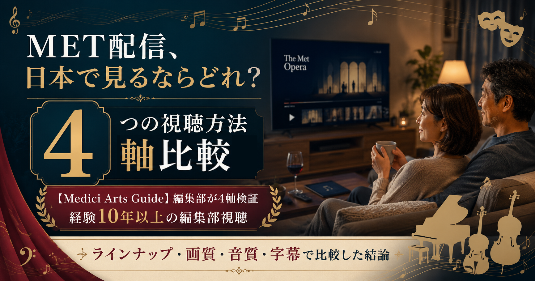 メトロポリタン・オペラ配信を日本で見る4ルートを編集部4軸で比較したアイキャッチ