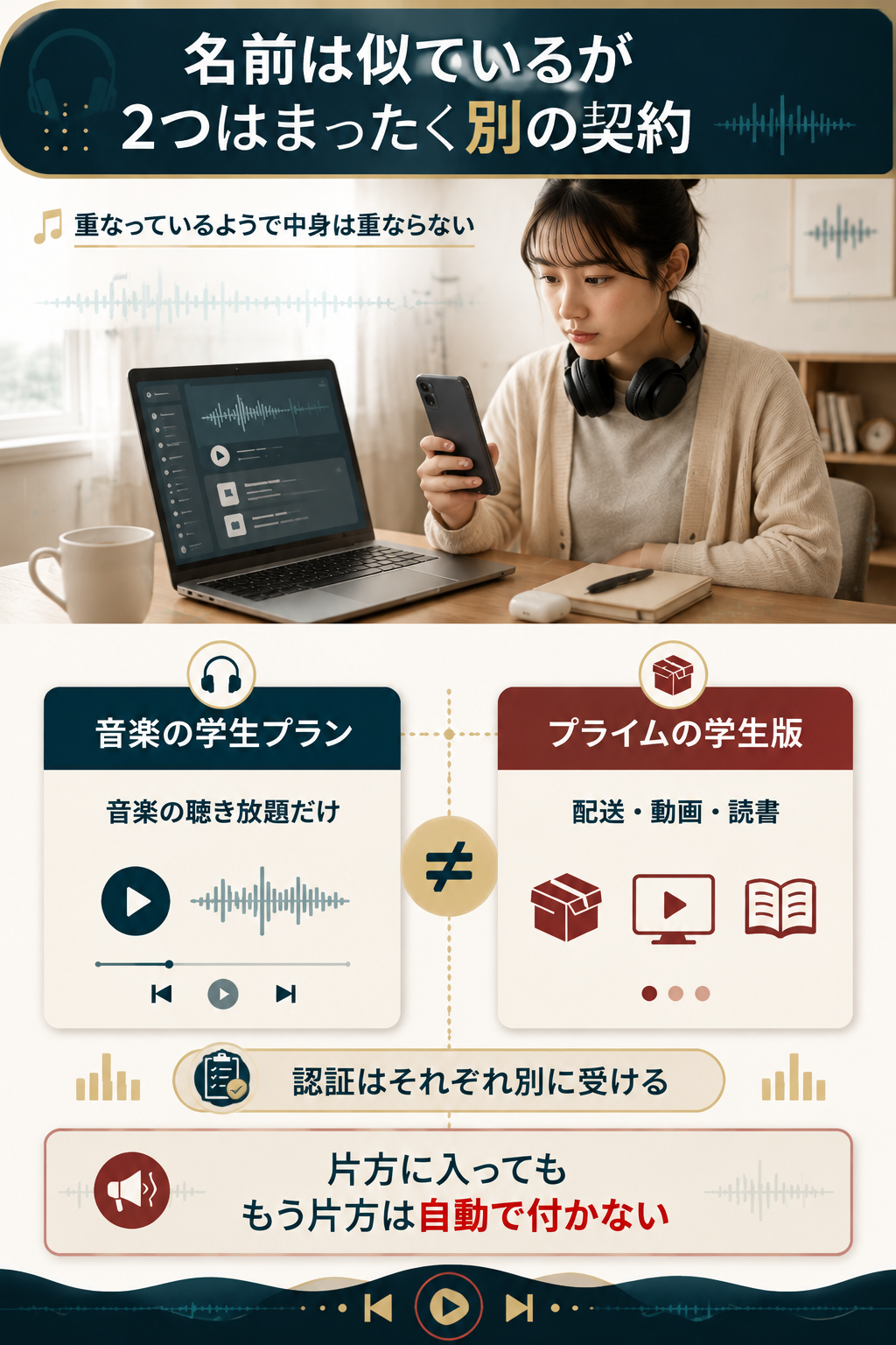 学生プランとPrime Studentの違いを整理した対比図解