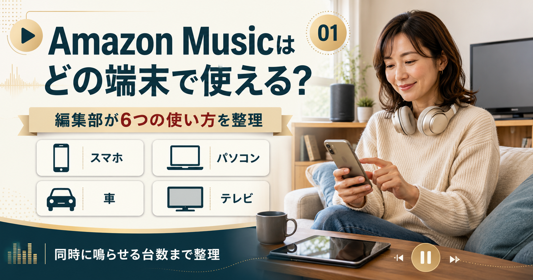 Amazon Musicの対応デバイスと使い方を一枚にまとめた図解