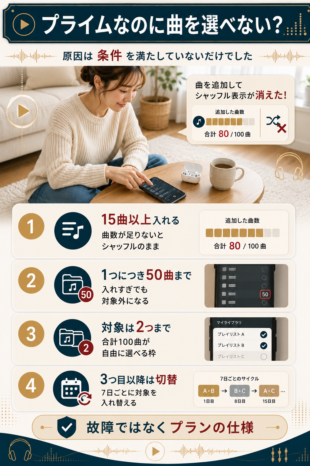 プライムで曲を選べるようにする条件の図