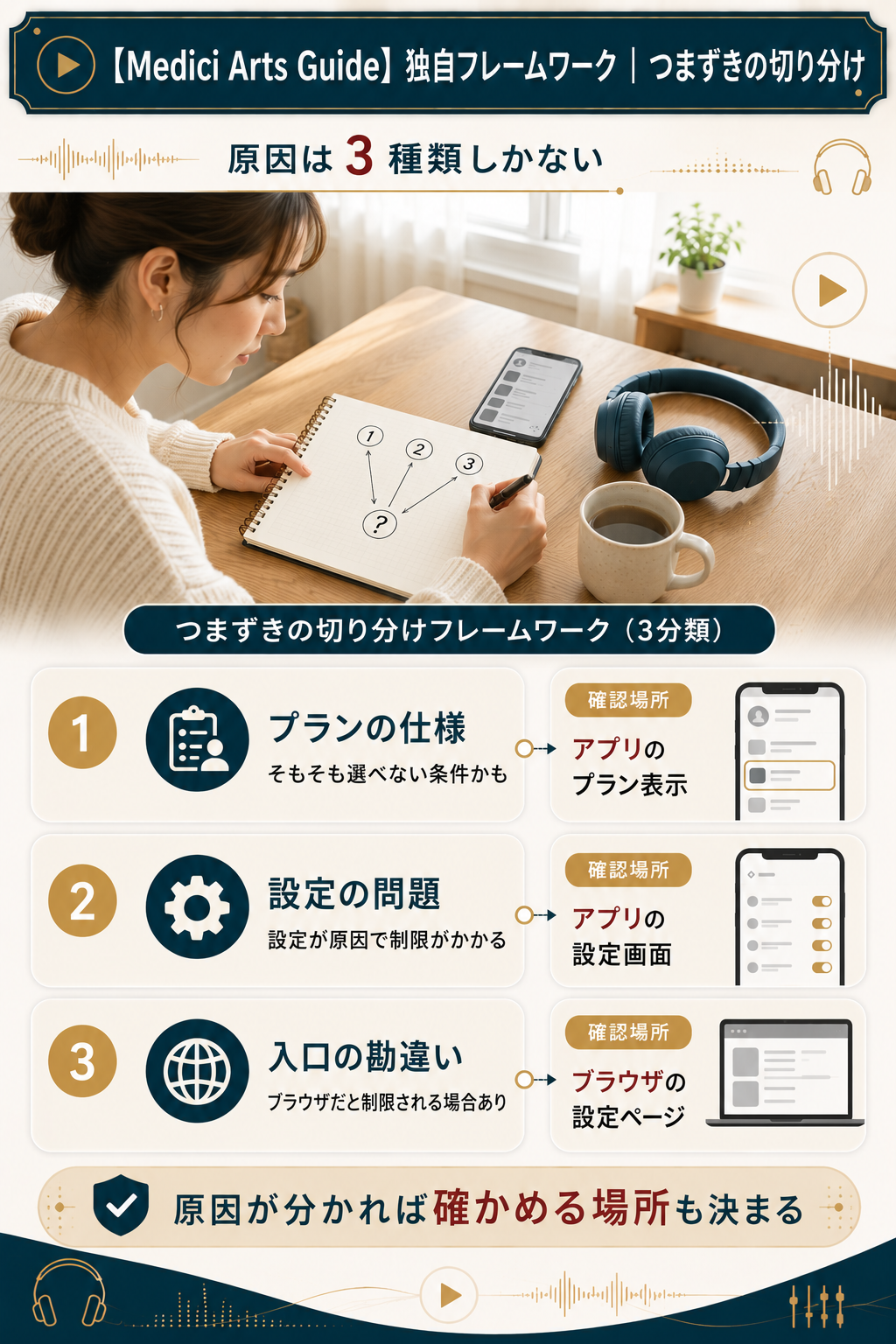 つまずきの原因を3つに切り分ける独自図