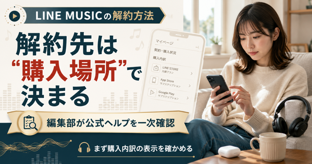 LINE MUSICの解約先は購入場所で決まることを示す図